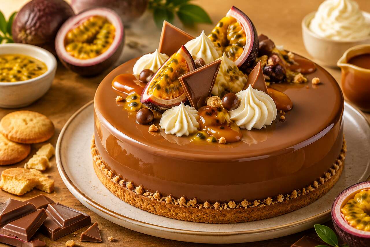 Recette d'entremets chocolat au lait et passion