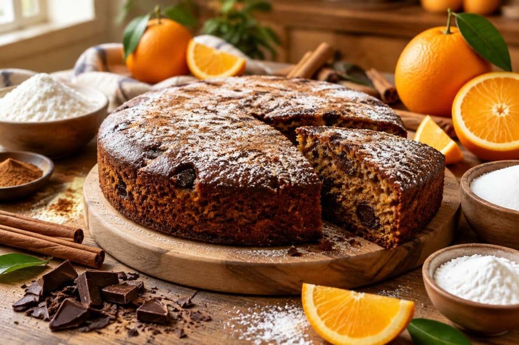 Recette de cake à l'orange, cannelle et chocolat