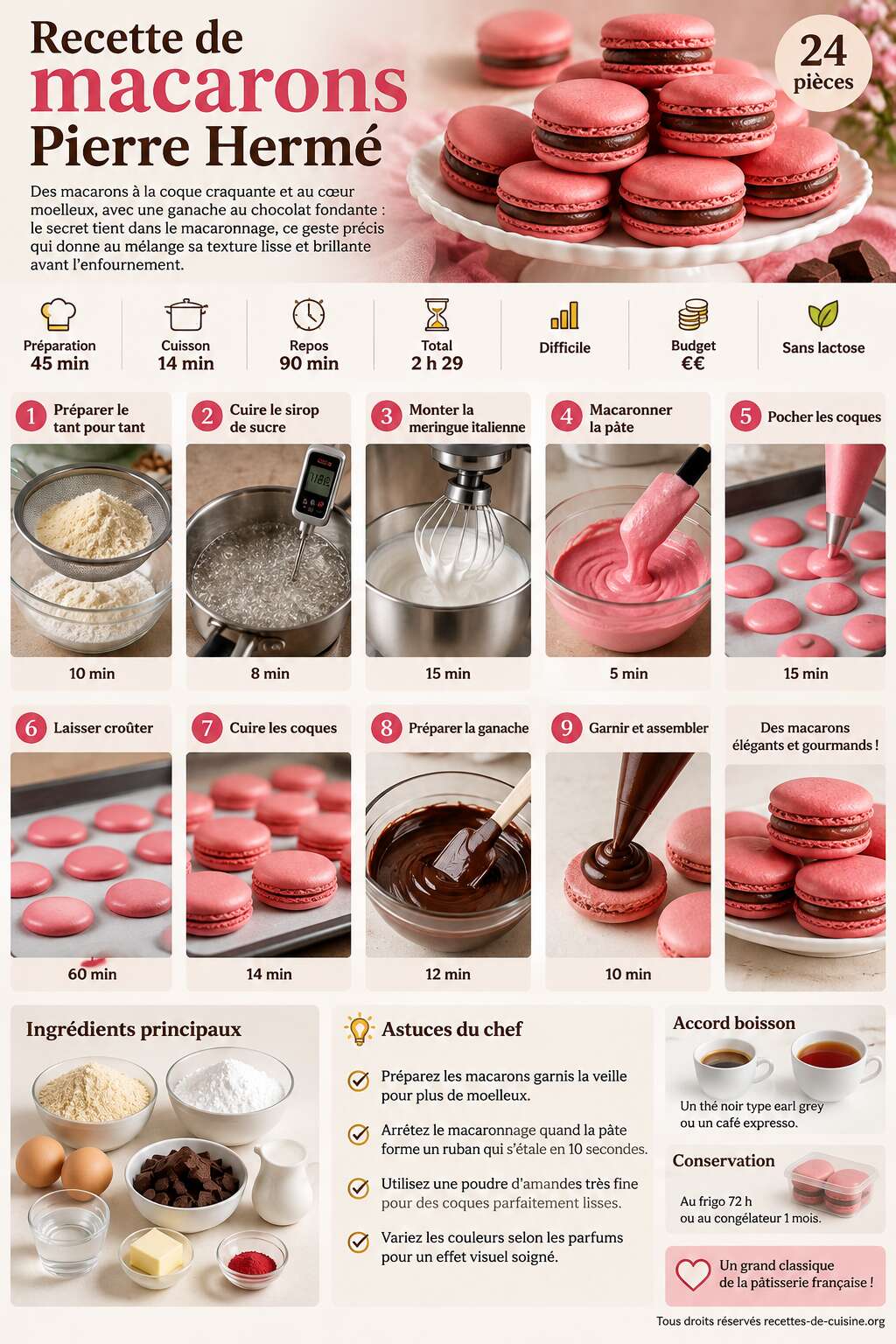 Fiche recette Recette de macarons Pierre Herm&eacute;