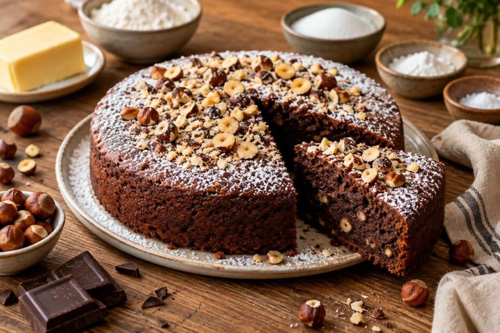 Recette du gâteau au chocolat et aux noisettes