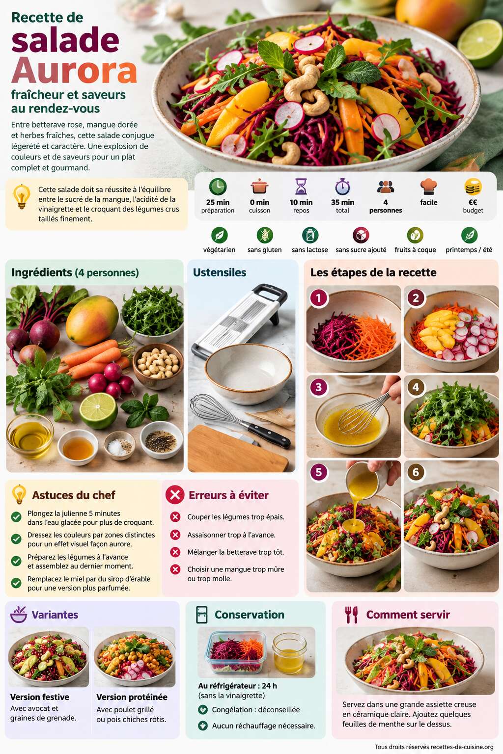 Fiche recette Recette de salade Aurora : fra&icirc;cheur et saveurs au rendez-vous