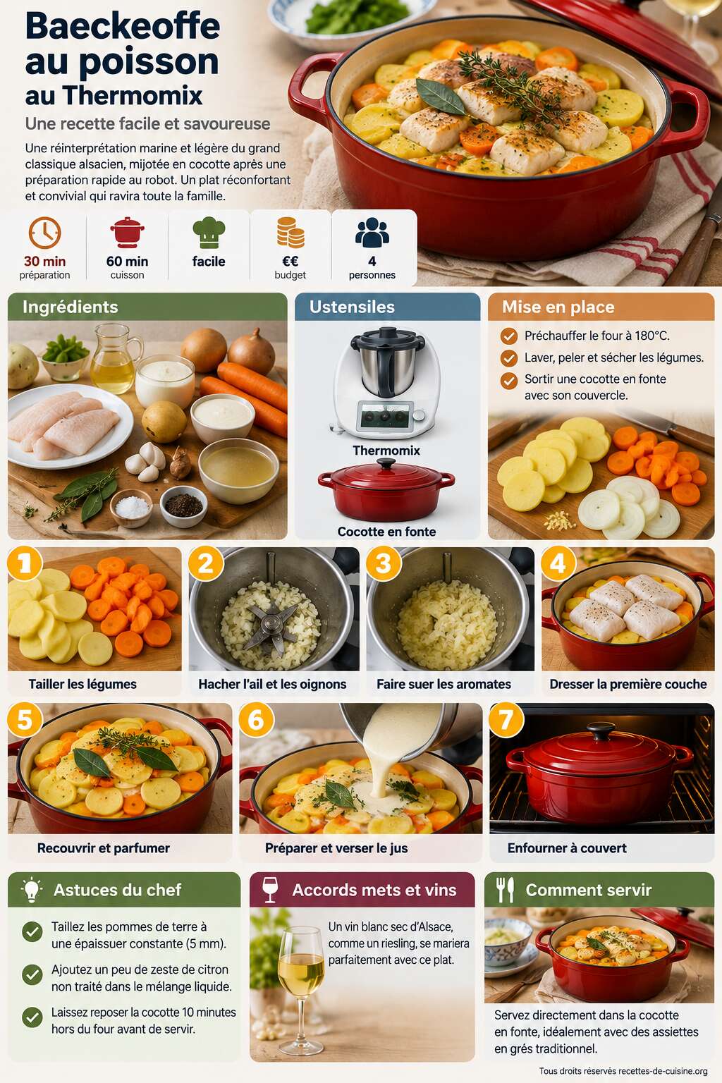 Fiche recette Baeckeoffe au poisson au Thermomix : recette facile et savoureuse