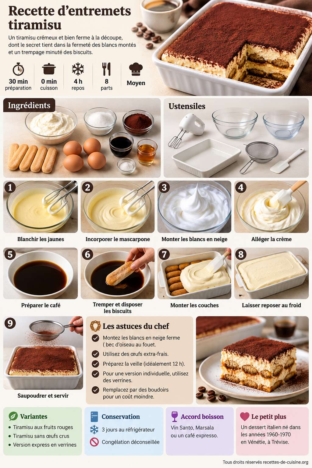 Fiche recette Recette d'entremets tiramisu Fiche recette Recette d'entremets tiramisu