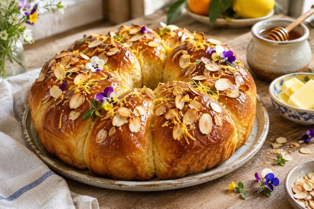 Recette de la couronne briochée au miel