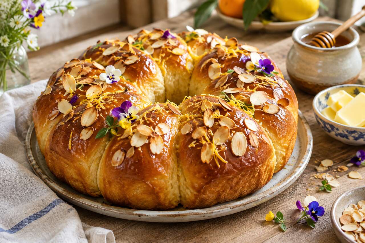 Recette de la couronne briochée au miel