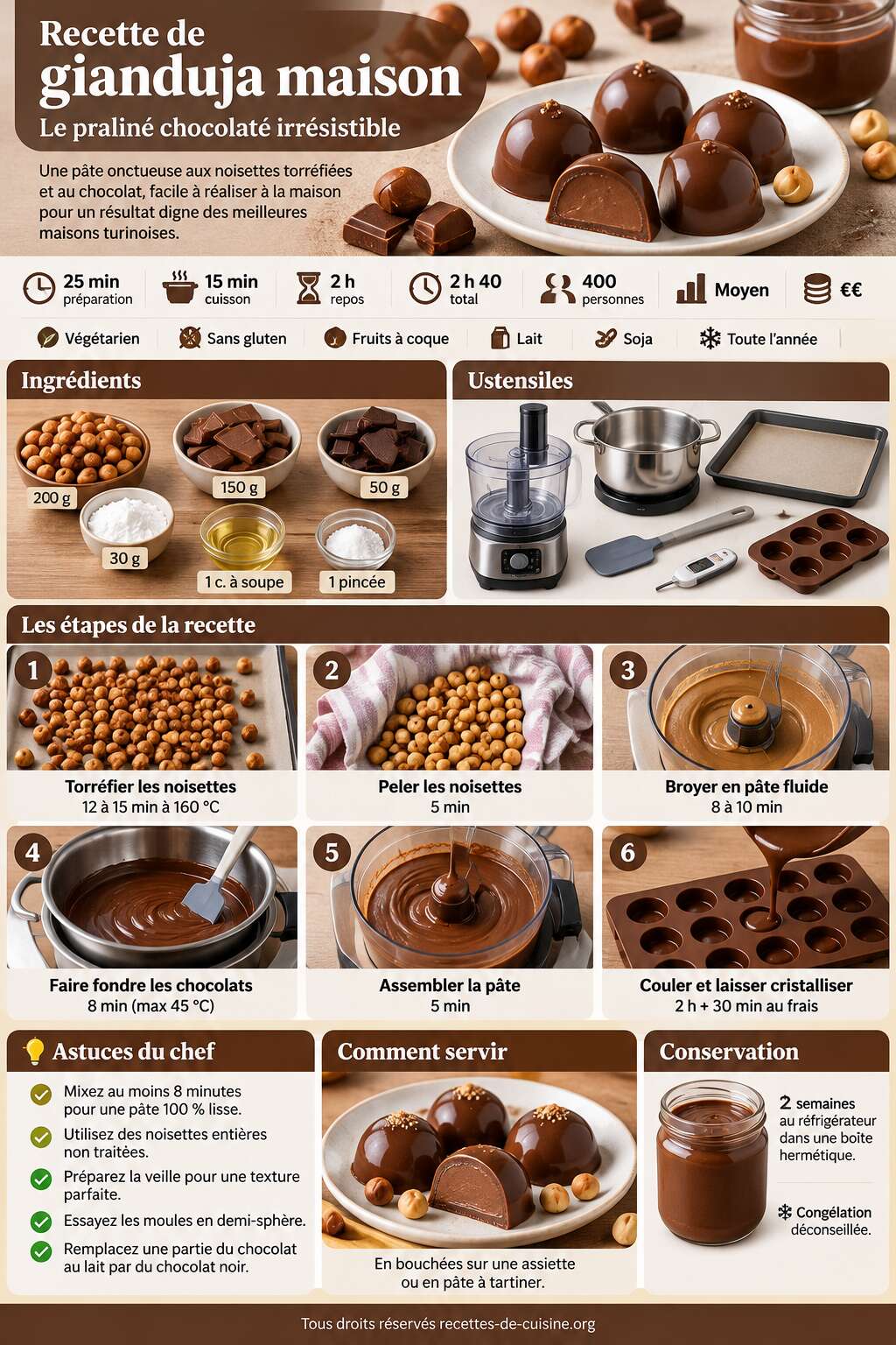 Fiche recette Recette de gianduja maison : le praliné chocolaté irrésistible Fiche recette Recette de gianduja maison : le praliné chocolaté irrésistible
