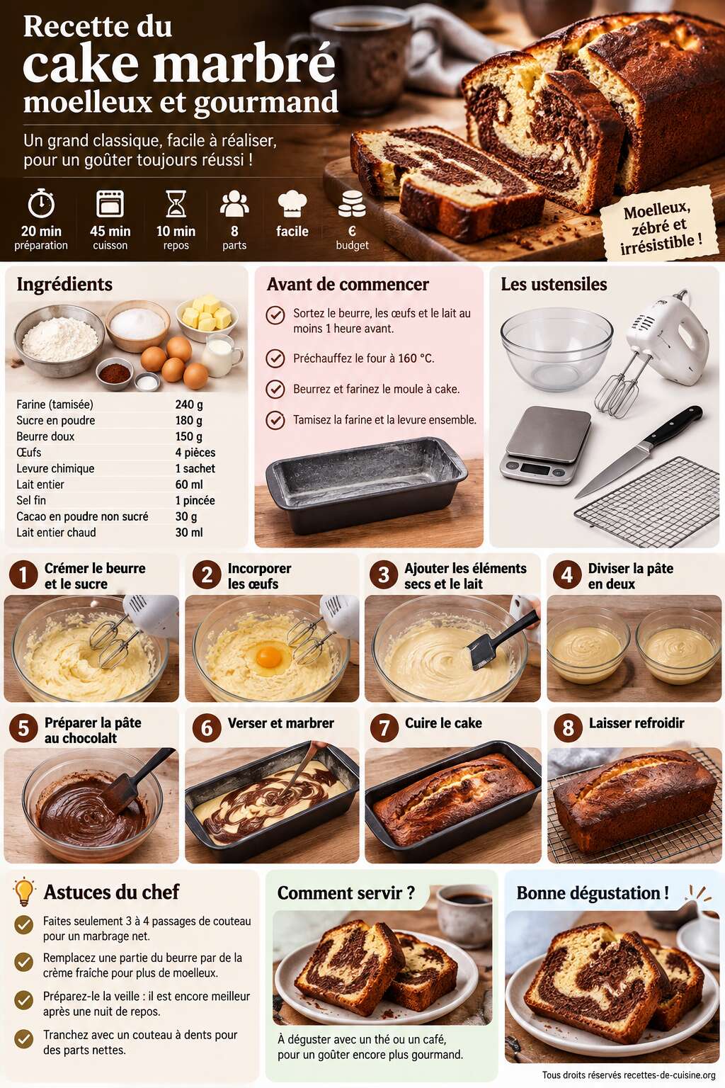 Fiche recette Recette du cake marbr&eacute; moelleux et gourmand