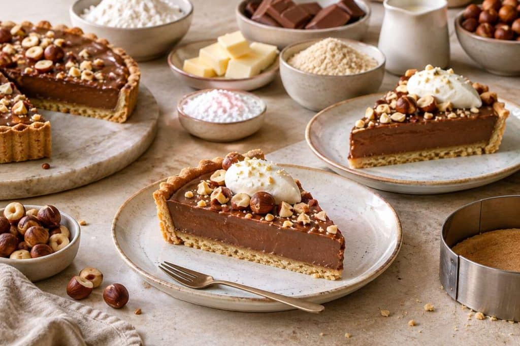 Recette de tarte au chocolat au lait et noisettes