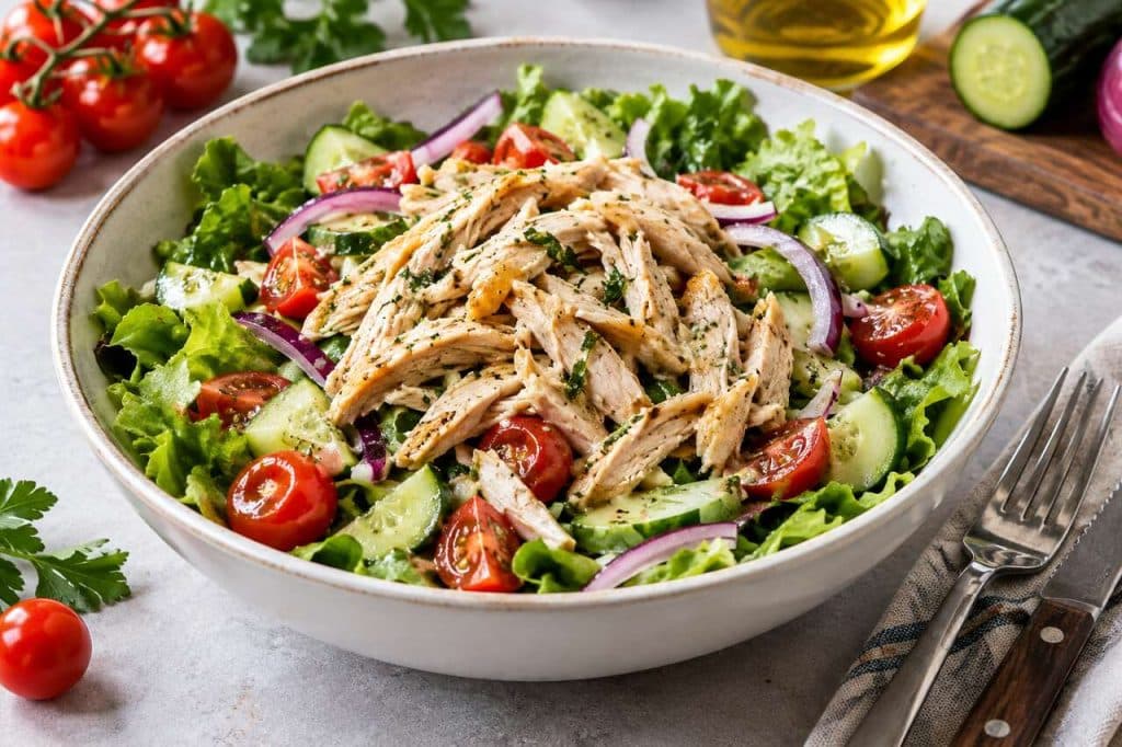 Recette d'effilochée de poulet en salade : simple et savoureuse