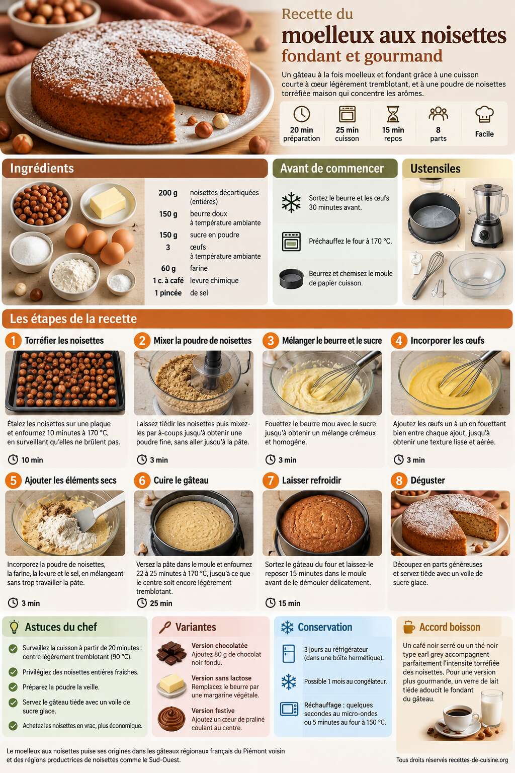 Fiche recette Recette du moelleux aux noisettes fondant et gourmand Fiche recette Recette du moelleux aux noisettes fondant et gourmand