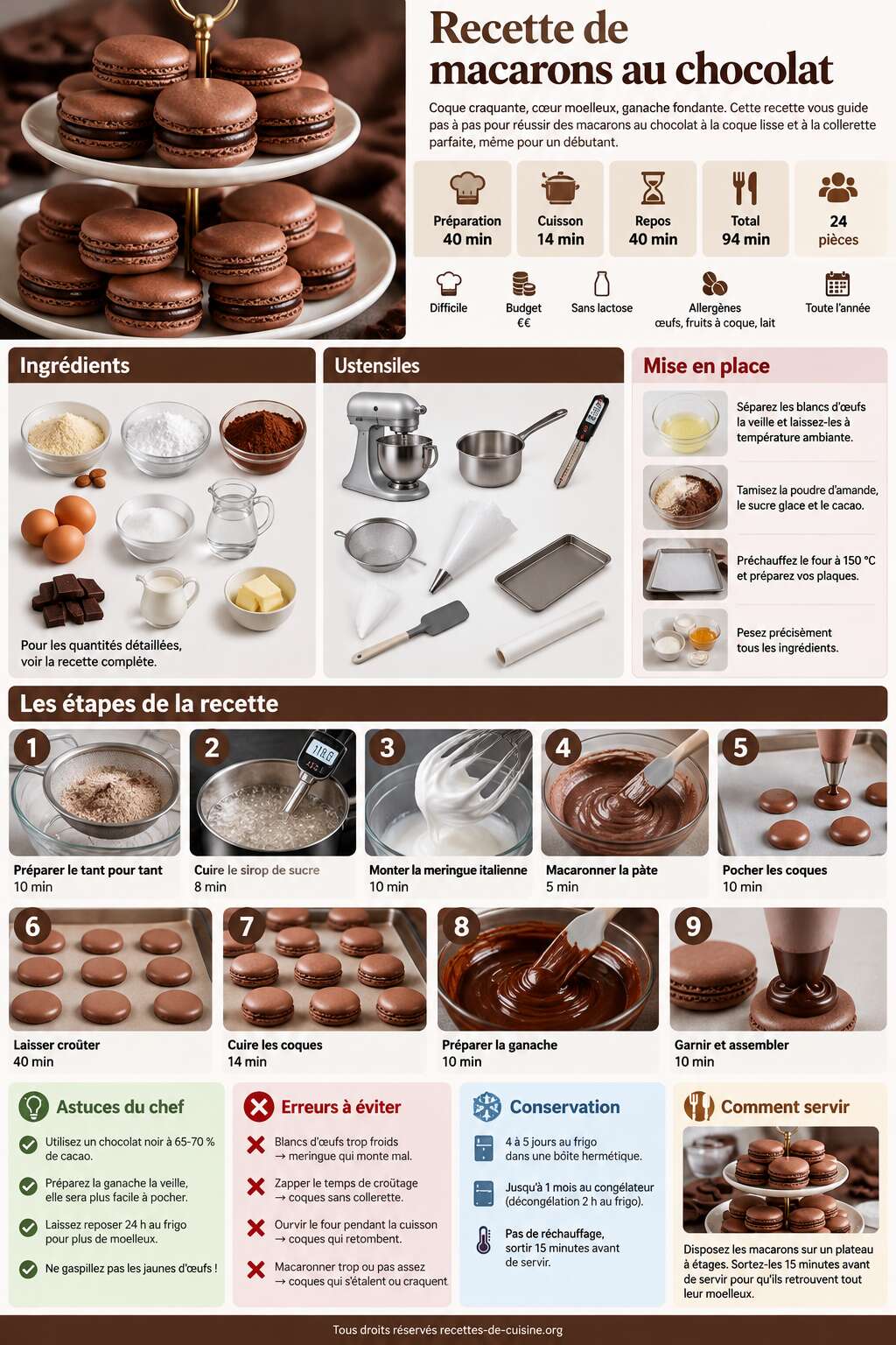 Fiche recette Recette de macarons au chocolat Fiche recette Recette de macarons au chocolat