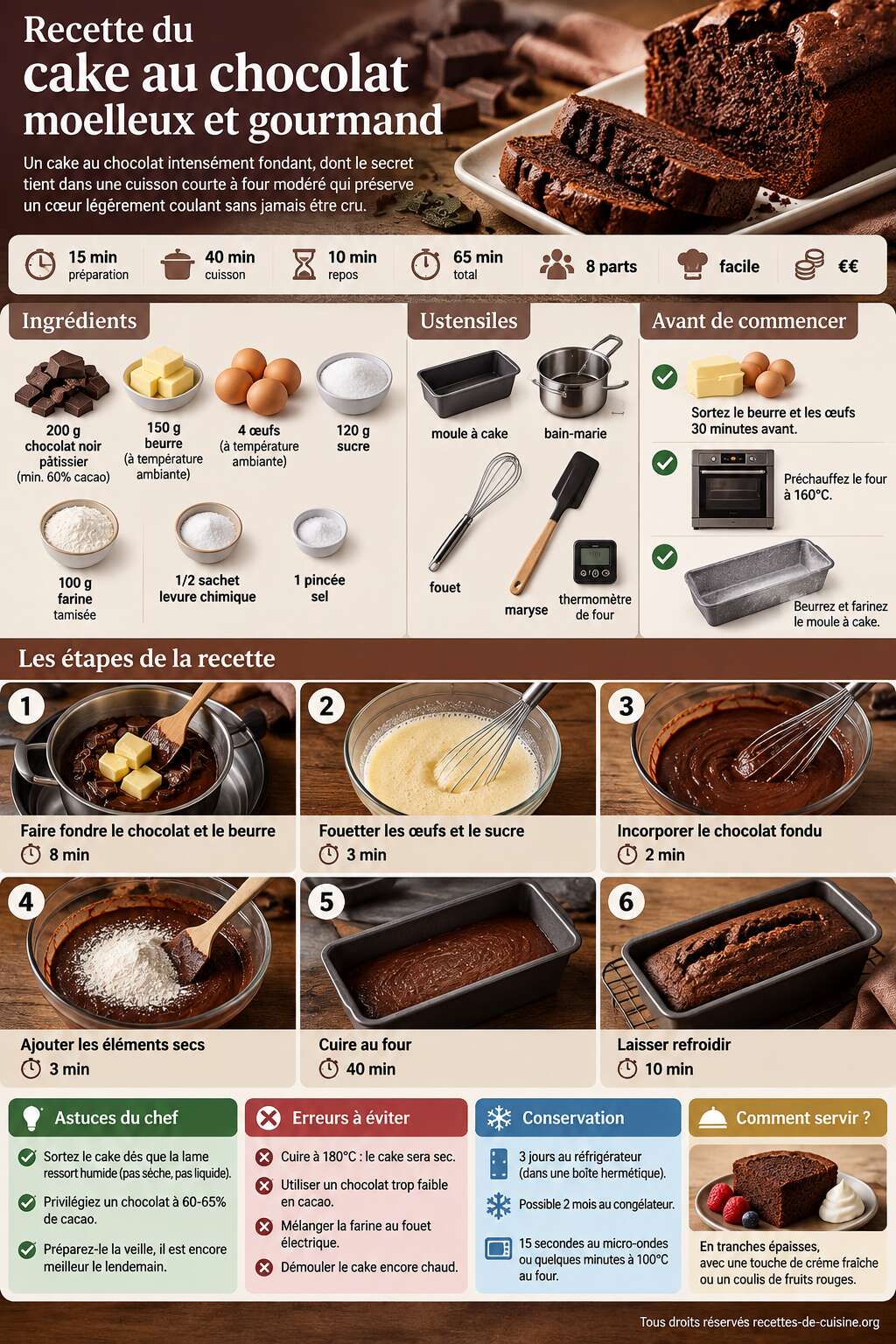 Fiche recette Recette du cake au chocolat moelleux et gourmand Fiche recette Recette du cake au chocolat moelleux et gourmand