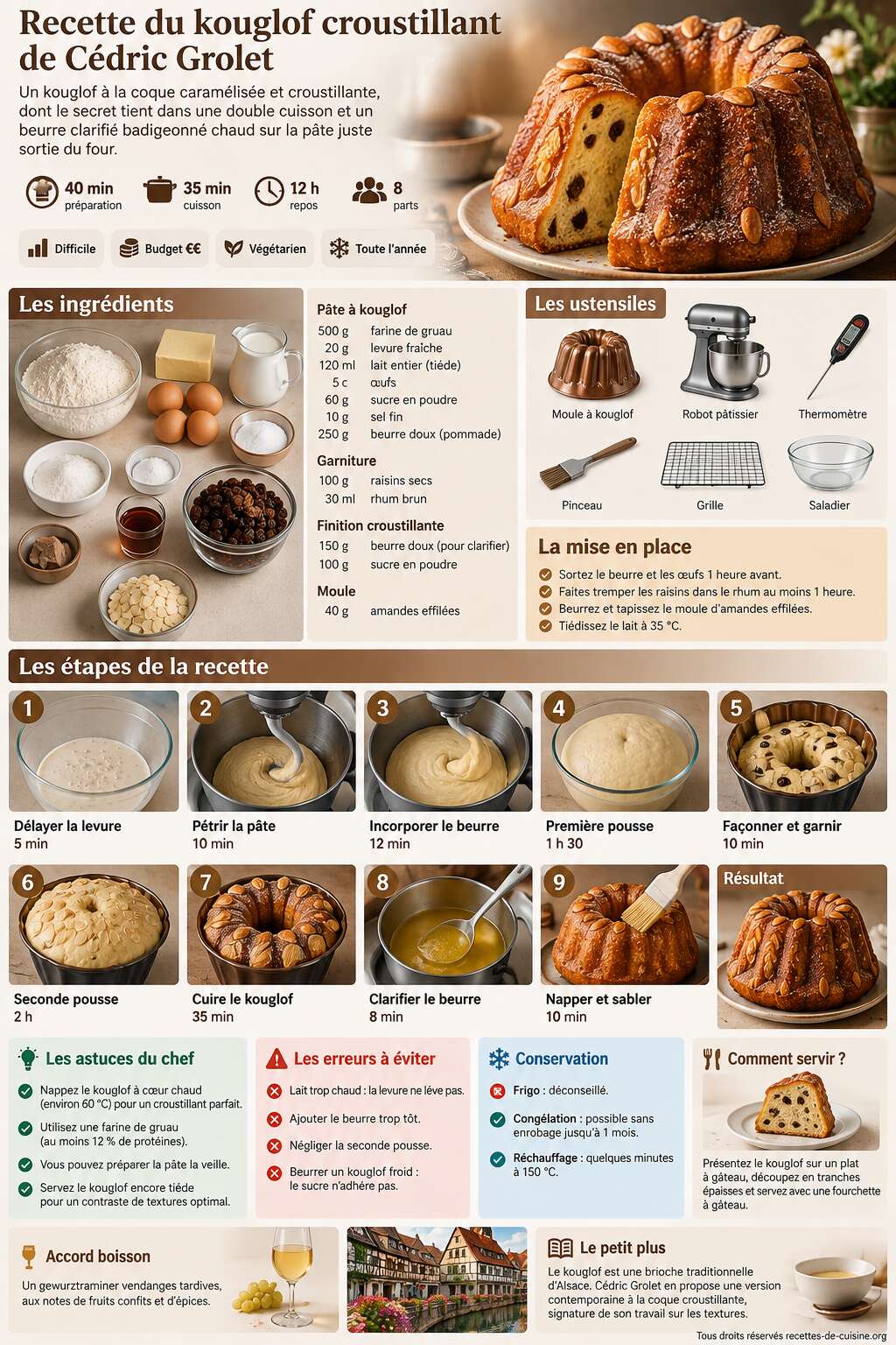 Fiche recette Recette du kouglof croustillant de Cédric Grolet Fiche recette Recette du kouglof croustillant de Cédric Grolet