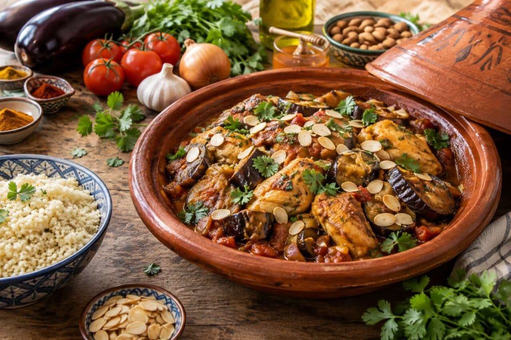 Recette de tajine de dinde aux aubergines : un plat savoureux et fondant