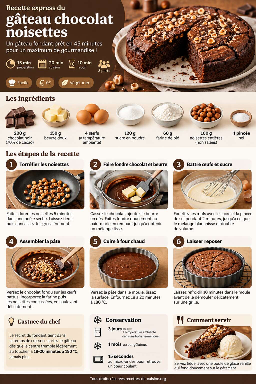 Fiche recette Recette express du g&acirc;teau chocolat noisettes