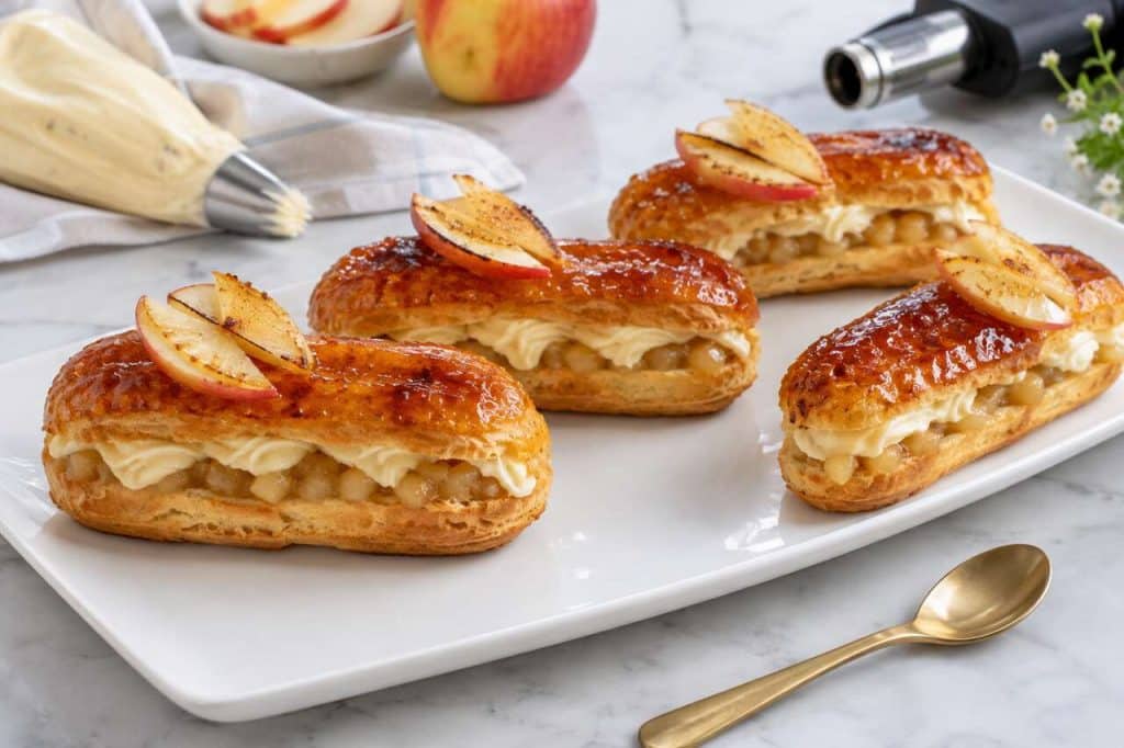 Recette des éclairs pomme et crème brûlée