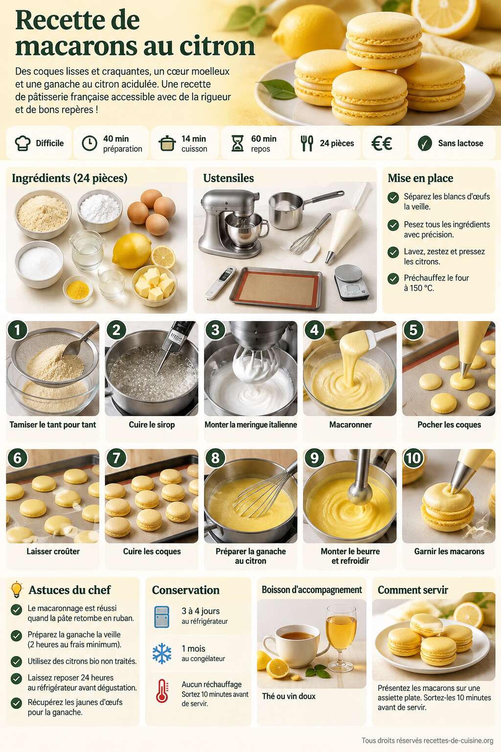 Fiche recette Recette de macarons au citron Fiche recette Recette de macarons au citron