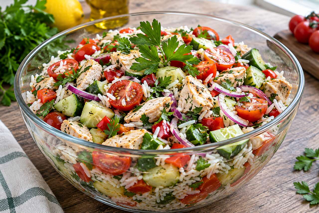 Recette facile de salade de riz et de poulet