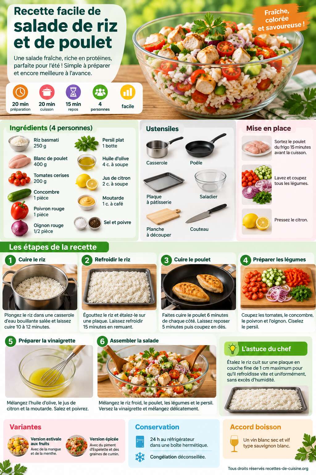 Fiche recette Recette facile de salade de riz et de poulet Fiche recette Recette facile de salade de riz et de poulet