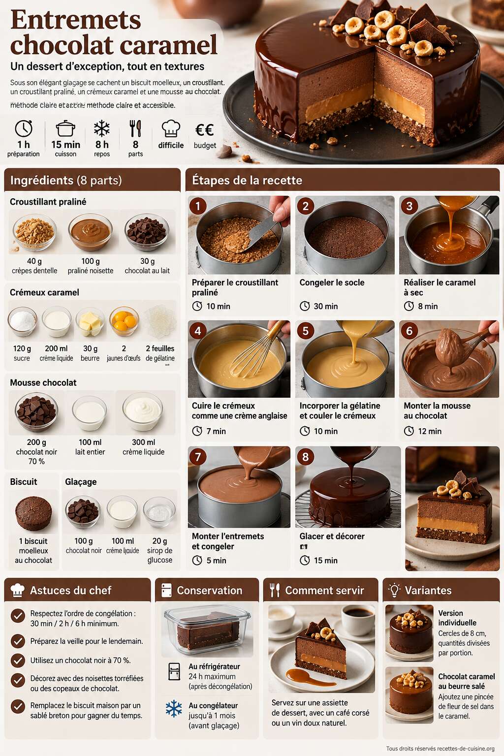 Fiche recette Recette d'entremets chocolat caramel Fiche recette Recette d'entremets chocolat caramel