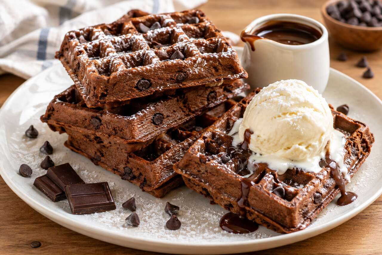 Recette de gaufres au chocolat gourmandes et moelleuses